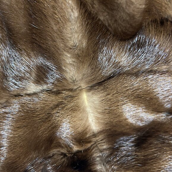 Womens Georgeou Westchester Dark Brown Mink Round Collar Vintage Long Coat M - Picture 16 of 16